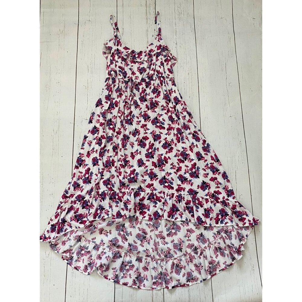 torrid White Floral High-Low Maxi Dress with Pink & Purple Print - Picture 4 of 9
